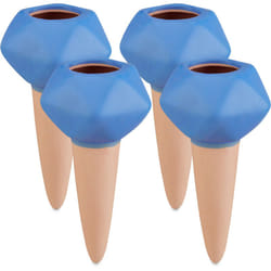 Relaxdays - Coni Annaffiatori in Set da 4, Sfere di Irrigazione ø 6 cm, Ceramica, Irrigatori a Goccia Vasi, Terracotta Blu