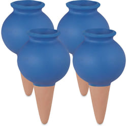 Set Irrigazione a Goccia, 4x Coni Irrigatori per Piante, per Piantine e Fioriere, Annaffiatura Automatica, Blu - Relaxdays
