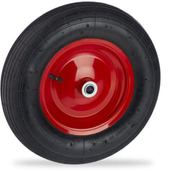 Ruote Carriola 4.80 4.00-8, da Gonfiare, Cerchione in Acciaio, Antiforatura, Ruotino per Carrello, Nero Rosso - Relaxdays