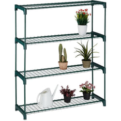 Relaxdays - Scaffale Porta Piante da Interno, 4 Ripiani, Mobiletto per Vasi, Metallo e Plastica, hlp 109x91x28,5 cm, Verde