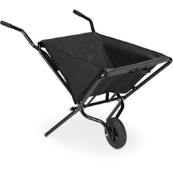 Carriola Pieghevole, Carretto da Giardino, Ruota in Gomma Piena, 46 l, Acciaio Poliestere, 70x112x67 cm, nero - Relaxdays