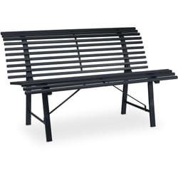 Panca da Giardino, per 2 Persone, Panchina da Esterno, in Acciaio Robusto, HxLxP: 79 x 130 x 75 cm, Antracite - Relaxdays