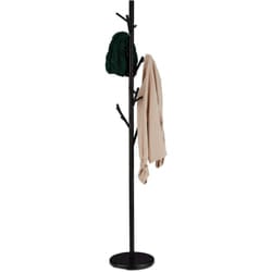 Relaxdays - Appendiabiti da Terra, Attaccapanni in Metallo, 12 Ganci, HxD 176 x 30 cm, Guardaroba Stabile, Portabiti, Nero