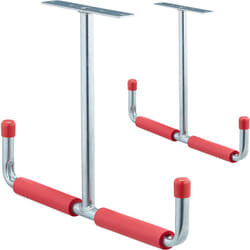 Relaxdays - Porta Utensili da Soffitto, 2 Ganci, Fino a 25 kg, Garage e Officina, in Acciaio, HxL: 30x42 cm, Argento Rosso
