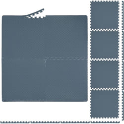 Tappeto da Palestra, per Bambini, Puzzle in 8 Parti, 60x60 cm, con Bordi, Fonoassorbente, Gomma eva, Grigio - Relaxdays