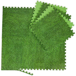 Set da 8 Tappettini Protettivi per il Pavimento, 60x60 cm, Fino a 3m² , Effetto Prato, Gommapiuma eva, Verde - Relaxdays