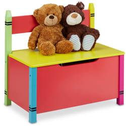 Relaxdays Panchetta con Cassapanca, Salvaspazio, con Coperchio, Cameretta Bambini, HLP 54,5x60x35 cm, MDF, Multicolore