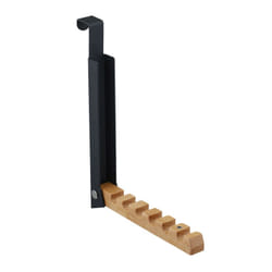 Relaxdays Appendiabiti da Porta Pieghevole, 6 Ganci, da Appendere, per Porte Spesse 2 cm, in Metallo e Legno, Nero