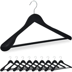 Set da 10 Grucce Appendiabiti, Rivestimento in Velluto, Stanga, Gancio Girevole 360°, Forma Antiscivolo, Nero - Relaxdays
