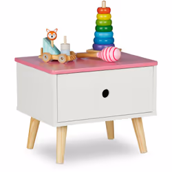 Questo simpatico comodino è perfetto da mettere accanto al letto dei tuoi bambini nella loro cameretta. Sulla superficie c'è  ...