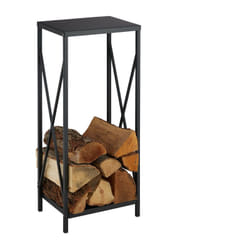 Relaxdays - Scaffale Portalegna, Metallo, hlp 80x34x25 cm, Porta Legna da Ardere per Camino e Caminetto per Interni, Nero