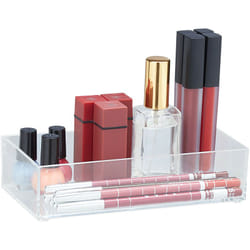 Relaxdays - Organizer Portaoggetti da Cassetto, Scrivania Ufficio, Cucina o Bagno, Box Trucchi, 5x19x9,5 cm, Trasparente