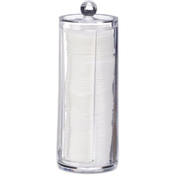 Dispenser per Dischetti di Cotone, Plastico, Cilindrico, Organizer con Coperchio, Bagno, 20 x 7cm, Trasparente - Relaxdays