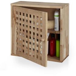 Relaxdays - Mobiletto da Bagno Pensile, in Legno di Noce, HxLxP: 42 x 42 x 18 cm, Armadietto a Muro, 2 Scomparti, Naturale