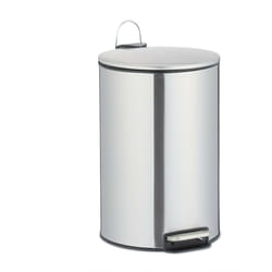 Relaxdays - Bidone Rifiuti da Bagno, 12 Litri, Sistema Soft-Close, con Cesto Interno Estraibile e Manico, Argentato
