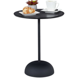 Relaxdays Tavolino da Salotto Rotondo in Metallo e MDF, H x D: 48,5 x 40 cm, Tavolo da Divano dal Design Moderno, Nero