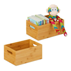 Relaxdays - Set da 2 Scatole Portaoggetti, Contenitori Aperti senza Coperchio, 14x30x20, Box Bagno e Cucina, Naturale