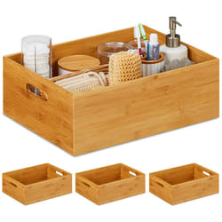 Set da 4 Scatole Portaoggetti, Contenitori Aperti senza Coperchio, 14x40x30, Box Bagno e Cucina, Naturale