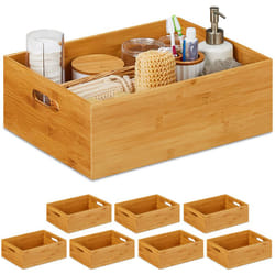 Set da 8 Scatole Portaoggetti, Contenitori Aperti senza Coperchio, 14x40x30, Box Bagno e Cucina, Naturale