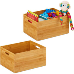 Set da 2 Scatole Portaoggetti, Contenitori Aperti senza Coperchio, 21x40x30, Box Bagno e Cucina, Naturale