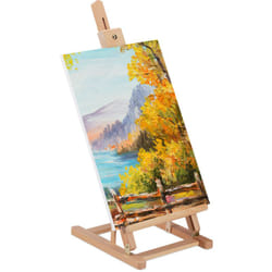 Relaxdays - Cavalletto Pittura da Tavolo, Espositore Regolabile per Formati A3, Mini Segnatavolo, Legno di Faggio, Marrone