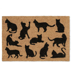 Relaxdays - Zerbino con Gatti, Realizzato in Fibra di Cocco, Interni & Esterni, LxP: 40x60 cm, Antiscivolo, Naturale/Nero