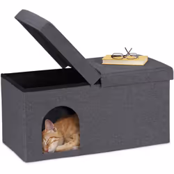 Questa sgabello con cuccia offre la possibilità di avere un luogo protettivo per il tuo piccolo cane e una comoda superficie  ...