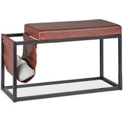 Panca da Ingresso con Tasca Laterale, hlp: 42,5 x 77 x 38 cm, Seduta Imbottita, Camera da Letto, Marrone Nero - Relaxdays