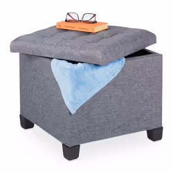 Relaxdays 4052025385316, Interno, Schiuma, MDF, Plastica, Poliestere, Grigio, Nero, Cubo, 450 mm