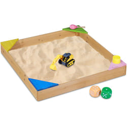 Relaxdays - Sabbiera per Bambini, 4 Sedute Angolari, Sandbox, Legno d'Abete, Giardine e Cortile,11,5x90x90 cm, Naturale