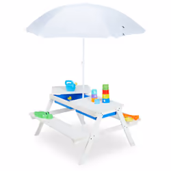 Questo set a misura di bambino con tavolino e panchine da picnic in legno è il posto ideale per passare del tempo all’aria ap ...