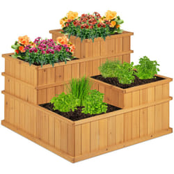 Relaxdays - Fioriera a Scala su 4 Livelli, in Legno Robusto, Giardino e Terrazza, Piante e Fiori, hlp 61x81x81cm, Naturale