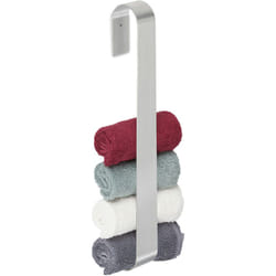 Relaxdays - Portasciugamani Adesivo da Parete, Senza Fori, Asta 45 cm, in Acciaio Inox, Autoadesivo, da Bagno, Argentato