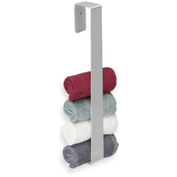 Portasciugamani Adesivo da Parete, Senza Fori, Asta 45 cm, in Acciaio Inox, Autoadesivo, da Bagno, Argentato - Relaxdays