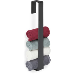 Portasciugamani Adesivo da Parete, Senza Fori, Asta 45 cm, in Acciaio Inox Opaco, Autoadesivo, da Bagno, Nero - Relaxdays