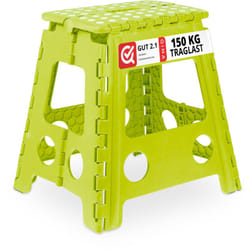 Sgabello Pieghevole, Sgabellino Antiscivolo, Gradino con Manico, Regge 120 kg, hlp 39x38,5x32 cm, Verde Chiaro - Relaxdays