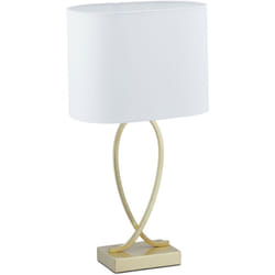 Relaxdays - Lampada da Tavolo, Abat Jour con Paralume di Stoffa, HxLxP: 51 x 28 x 18 cm, E27, Salotto e Camera Letto, Oro