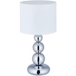 Relaxdays - Lampada da Tavolo con Sfere, Abat Jour con Paralume di Stoffa, HxD: 50 x 25 cm, Attacco E27, Argento Bianco