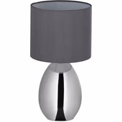 Relaxdays Lampada da Tavolo, Luce Indiretta con Funzione Touch, Abat Jour con Paralume, HxD 34,5x18 cm, Argentato Grigio