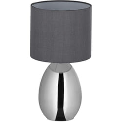 Relaxdays - Lampada da Tavolo, Luce Indiretta con Funzione Touch, Abat Jour con Paralume, HxD 34,5x18 cm, Argentato Grigio