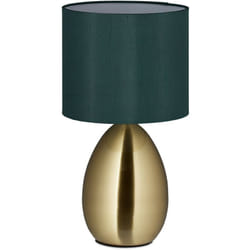 Relaxdays - Lampada da Tavolo, Luce Indiretta con Funzione Touch, Abat Jour con Paralume, HxD 34x18 cm, Dorato Verde Scuro