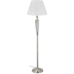 Relaxdays - Lampada da Terra Antica, Paralume in Stoffa, Base Decorativa in Metallo, HxD: 157 x 42 cm, Argento Bianco