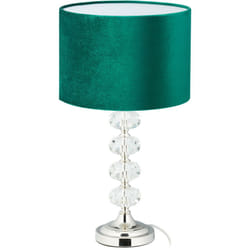 Relaxdays - Lampada da Tavolo, Paralume in Velluto & Base in Cristallo, HxD: 47 x 26 cm, Abat-Jour Classica Salotto, Verde