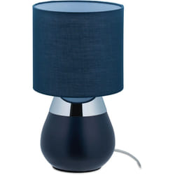 Relaxdays - Lampada da Tavolo, Luce Indiretta con Funzione Touch, Abat Jour con Paralume, h x d: 32 x 18 cm, Blu Scuro