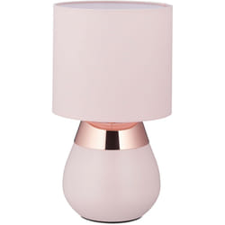 Relaxdays - Lampada da Tavolo con Funzione Touch, Abat Jour per Salotto e Camera da Letto, E14, h x d: 32 x 18 cm, Rosa