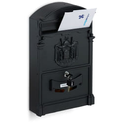 Relaxdays - Cassetta della Posta dal Design Antico, Porta Lettere in Acciaio e Alluminio, HxLxP: 41 x 25,5 x 9 cm, Nero