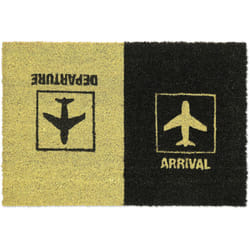 Relaxdays - Zerbino da Ingresso in Cocco, Design 'Arrival Departure', 40x60 cm, Tappetino Interni e Esterni, Nero Giallo