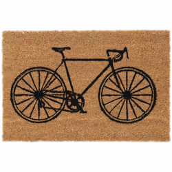Questo tappetino convince per il suo design originale: una bicicletta nera al centro della superficie marrone strapperà un so ...