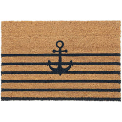 Relaxdays - Zerbino da Ingresso in Cocco, Design da Mare con Ancora, 40x60 cm, Tappetino Interni e Esterni, Nero Naturale