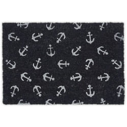 Relaxdays - Zerbino da Ingresso, Design Marino con Ancore, 60 x 40 cm, Antiscivolo, Interni e Esterni, Blu Scuro Bianco